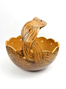 Gran artista tallado a mano calabaza trenzada cesta diseño leña - Imagen 1 de 5