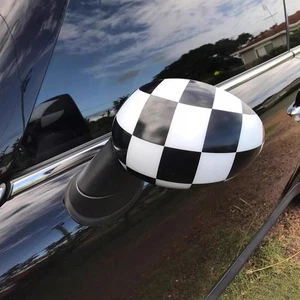 Checkered Side View Mirror Cover Cap Shell For MINI Cooper R50 R52 R53 2002-2006 - Bild 1 von 5