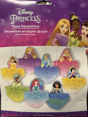 Disney Princess Birthday Party Pom Pom Decorations Rapunzel Jasmine Tiana Aurora - Image 1 of 3