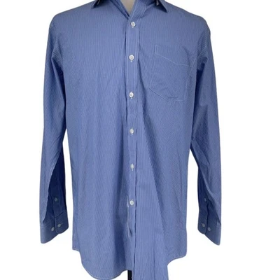 Camisa de vestir Oobe para hombre L azul a rayas manga larga negocios Foto 1 de 4