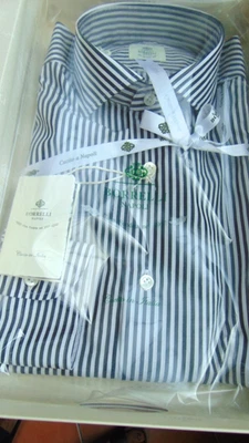 BORRELLI NAPOLI REALE SARTORIA 1°LINEA TG 40 COTONE FATTA A MANO 375,00 BOR-2ffF - Immagine 1 di 4