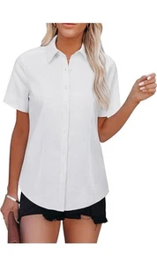 Womens Button Down Shirts Short Sleeve - Picture 1 of 4
