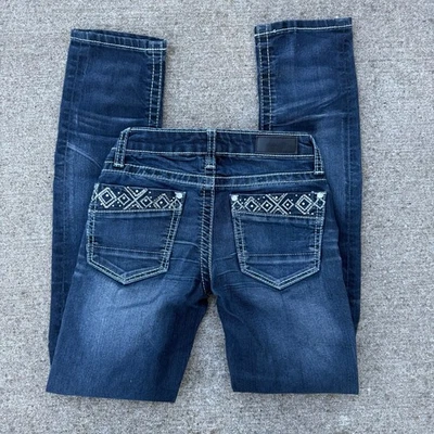 Pantalones de mezclilla elásticos ajustados Daytrip para niñas brillantes lavado oscuro talla 14 estilo DK103 Foto 1 de 4