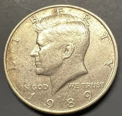 1989 P Kennedy Half Dollar – DDR + Missing “I” Error KM#164 - Image 1 of 4