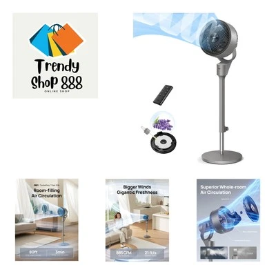 Ventilador de circulación de aire mejorado - 80 pies, pivote 90 °, comodidad de control remoto Foto 1 de 4