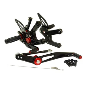 Black Adjustable Rearset Footrests Foot Rest Pegs For YAMAHA YZF R6 2017-2025 - Picture 1 of 11