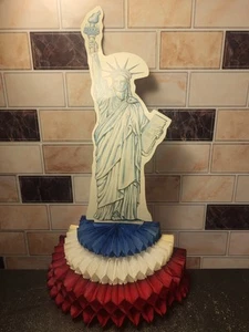 Vtg Amscan Statue Of Liberty Fold Open Tissue Paper Decoration 14" Tall Patrioti - Picture 1 of 5