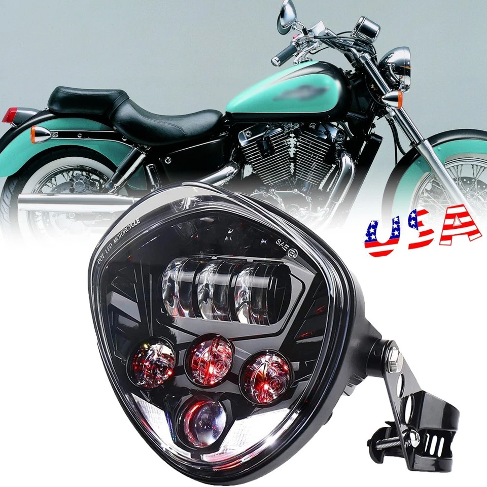 Faro LED 7" alto/bajo rojo DRL para Honda VT 500 750 1100 VTX 1300 1800 Foto 1 de 4