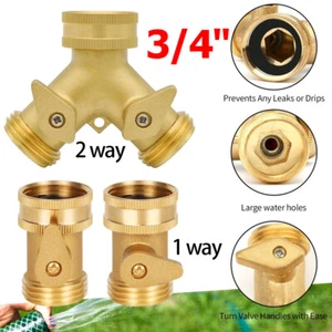 Messing Gartenschlauch Absperrventil 1 2Wege Y Splitter Wasserleitung Wasserhahn Stecker U - Bild 1 von 19
