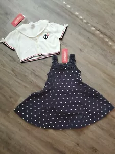 Nuevo con etiquetas Gymboree Bon Voyage 12-18-24 mon corazón ancla marinero suéter top vestido azul marino - Imagen 1 de 8
