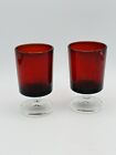 Vintage Luminarc Arcoroc France Ruby Red Crystal Stem 3&quot; Shot Glass Set