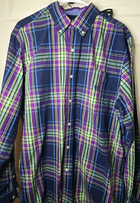 Chaps LT Button Front Long Sleeve Big & Tall Shirt Mens Multicolor Plaid EUC - Image 1 of 4