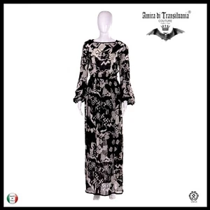 abito donna estivo griff alta moda couture brand lungo bianco nero cocktail seta - Picture 1 of 12