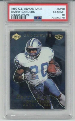 Collector's Edge Advance Shockwave 1999 #SW8 Barry Sanders Lions PSA 10 raro Foto 1 de 2