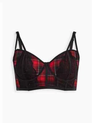 Torrid UNLINED LONGLINE STRAPPY BRALETTE - PLAID RED, Black, White BRA  Sexy Nwt - Image 1 of 4