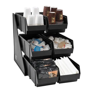 Contenitore Organizzatore Condimenti Caffè 6 Scomparti Verticale Breakroom 3 Livelli - Foto 1 di 24