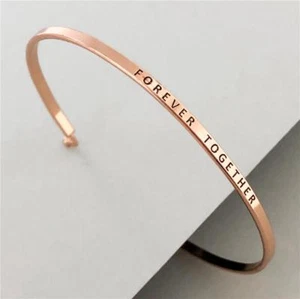 NEW PERSONALIZED Gift CUFF BANGLE Bracelet MANTRA Inspiration Engraved Rose Gold - Picture 1 of 4