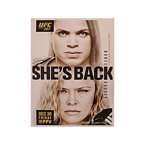 UFC 207: Nunes vs Rousey Replica Event Poster on 18"x26" Stretched Canvas Cover
