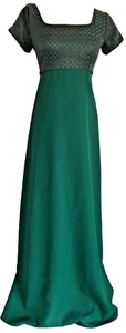 Y2K grün Regency Kleid langes Kleid von Bramlett Vintage 8 formell Kurzarm Schleife - Bild 1 von 5