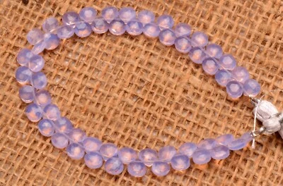 Lavender Color Hydro Quartz Faceted 6 mm Size Faceted Heart Briolette Beads 8" - Image 1 of 3