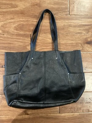 American Eagle Outfitters Black Soft Pebbled Genuine Leather Shoulder Tote Bag - Image 1 of 4