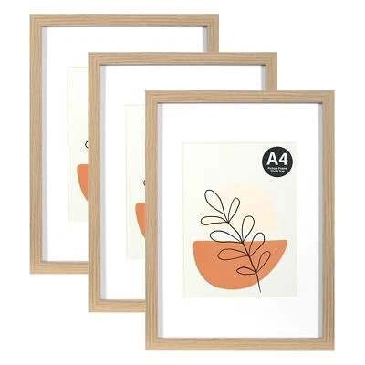 Bilderrahmen A4 Grau 3er Set 21x29.7cm mit Passepartout 15x20cm Bilderrahmen ... - Bild 1 von 4