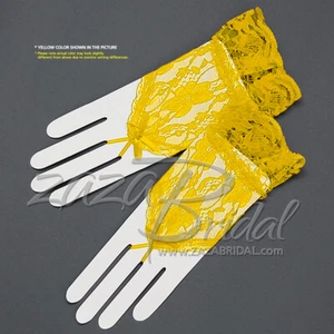 Guantes de encaje sin dedos con volantes/longitud de muñeca, varios colores - Imagen 1 de 13