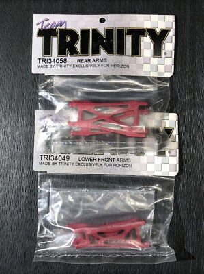 Team Trinity Team Losi Mini-T 1.0 Red Anodized Rear & Front Arms A-arm Last Set - Image 1 of 3