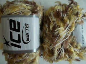 Ice Yarns Trawl accent yarn, brown shades/yellow/white, lot of 2 (148 yds each) - Picture 1 of 2