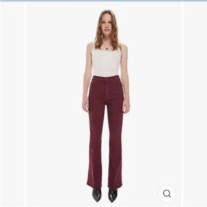 Jeans Madre Vita Alta Weekender Skimp Svasato Gioco Data Rosso Borgogna, 28 - Foto 1 di 15