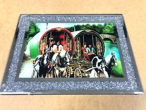 Crushed Diamond Chopping Board Horse Wagon Gypsy Crystal Mirrored 30x40 cm - Picture 1 of 4