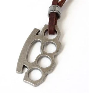 NUEVO Anillo de Cuero para Hombre Nudillos Colgante de Metal Surfista Gargantilla Ajustable - Imagen 1 de 2