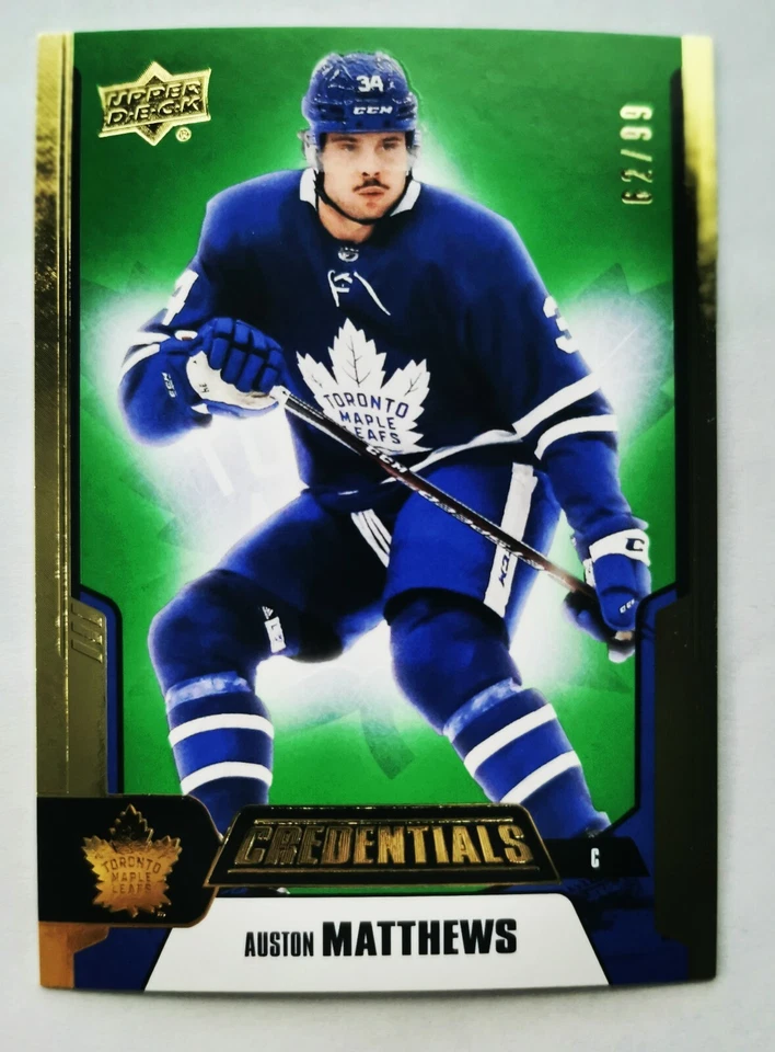 Auston Matthews - 2019-20 UD Credentials Green SP /99 Toronto Maple Leafs - Image 1 of 1