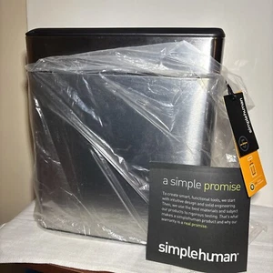 TRASH CAN SimpleHuman Stainless Steel & Plastic 2.6 GAL OPEN CAN W INSERT NEW - Picture 1 of 11