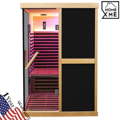 2 People Sauna Room V-shaped Far Infrared Heated Indoor & Outdoor Sauna SPA - Image 1 of 4