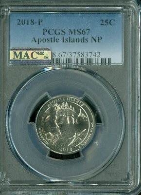 2018 P APOSTLE QUARTER PCGS MS67 PQ 2ND FINEST GRADE MAC SPOTLESS .  - Image 1 of 2