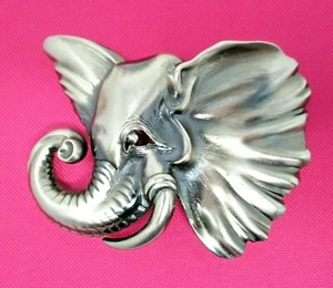 Fibbia per cintura elefante Kirks Folly grande look peltro tono argento - Foto 1 di 9