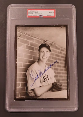 Rare TED WILLIAMS Signed 5x7 G. Burke Photo Postcard-HOF-BOSTON RED SOX-PSA 9 - Image 1 of 4
