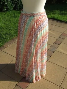Long maxi beach skirt 8 summer printed chiffon lined pleated hippy Primark - Picture 1 of 7