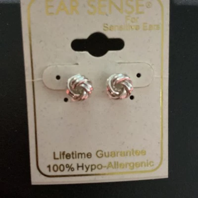 Twisted Knot Stud Earrings,100 % Hypo-Allergenic. Ear-Sense For Sensitive Ears - Image 1 of 4