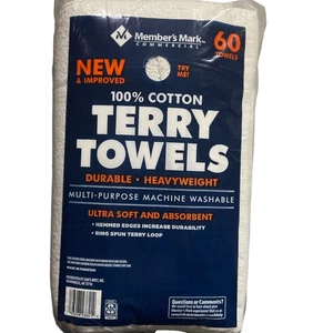 Member's Mark 100% Cotton Terry Towels, 14" x 17" (60 Count) - Picture 1 of 1