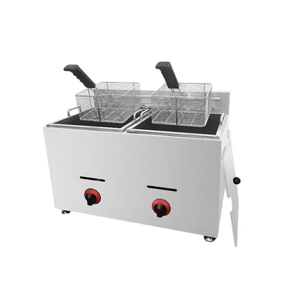 Commercial Gas Deep Fryer Deep Fryer Stainless Steel 2*20 Litre Basket - Image 1 of 4
