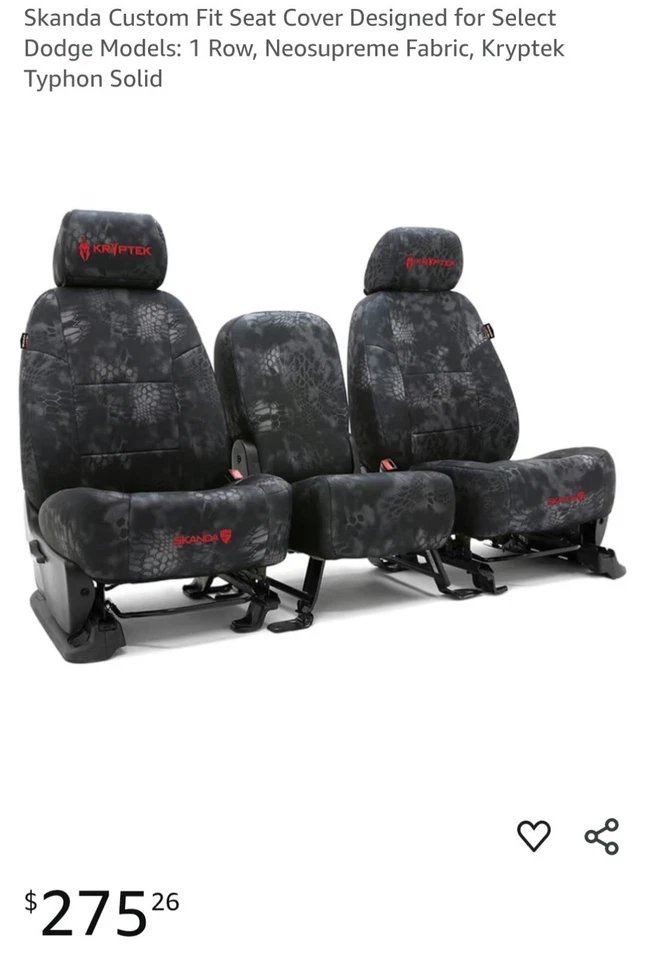 Funda de asiento Skanda Custom Fit diseñada para modelos Dodge seleccionados: 1 fila, Foto 1 de 1