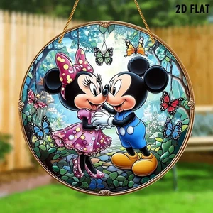 Mickey & Minnie Mouse Butterfly Love Suncatcher Stained Glass Effect Decor Gift - Picture 1 of 3