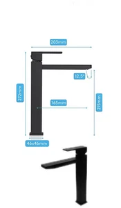 Stream bathroom faucet faucet washbasin faucet Imatra high edged matte black - Bild 1 von 2