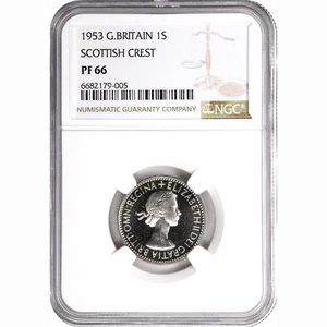 1953 Great Britain Coronation Proof Shilling, Scottish Crest, PR 66, KM-891 - Picture 1 of 2