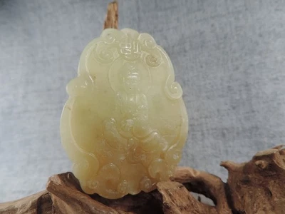 Редкий старинный китайский природы Hetian нефрит скульптура Гуаньинь статуя подвеска - Изображение 1 из 4