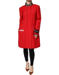 Auténtica gabardina de lana jacquard roja Dolce & Gabbana para mujer - Imagen 1 de 5