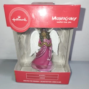 Punze Mahagoni Engel lila Kleid rot Box Christbaumschmuck neu - Bild 1 von 6