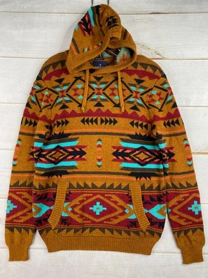 Suéter masculino American Eagle S Fair Isle pulôver com capuz bolso sudoeste - Imagem 1 de 4